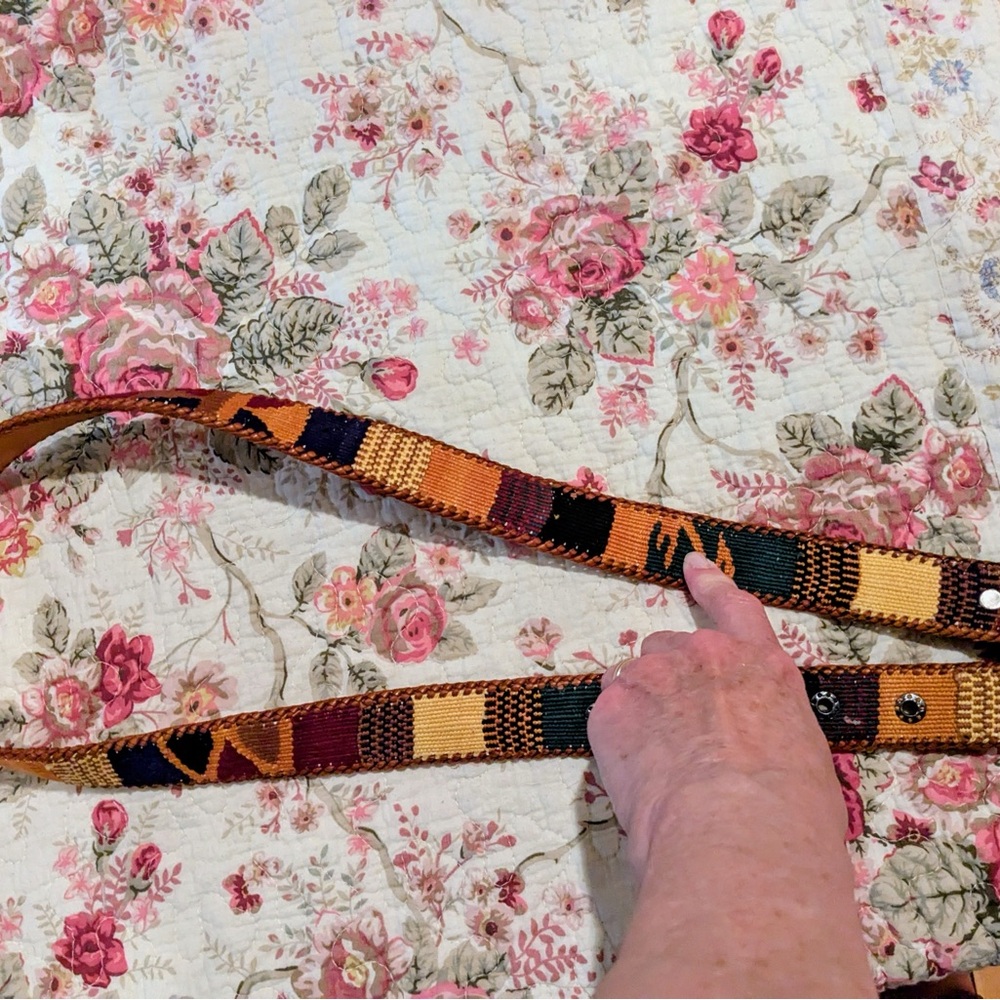 Colorful Woven and Leather Belt